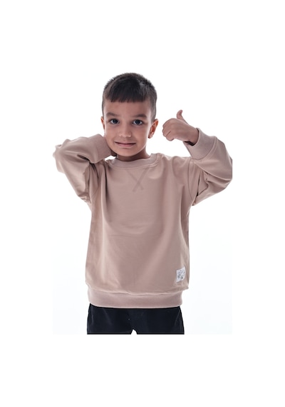 Erkek Çocuk Bej Sweatshirt %100 Pamuk 12 Ay 5 Yaş Rahat Kalıp Basic Günlük Üst Bej