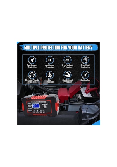 Rj Tianye 12v 6a Araba Motosiklet Kurşun Asit Akü Şarj Cihazı Auto Islak Kuru Jel Onarım Led Ekran
