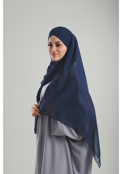 Hürrem Bone Lacivert Pratik Hazır Geçmeli Bone Şal Şifon Kendinden Boneli Tek Bantlı 1453 02 Lacivert