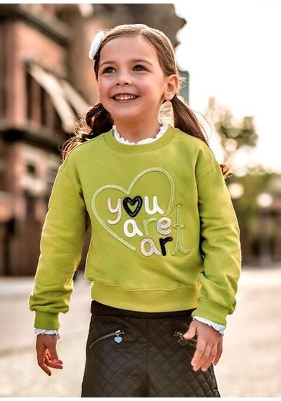 Mayoral Kız Çocuk Yeşil İşlemeli Sweatshirt 04479 Yeşil