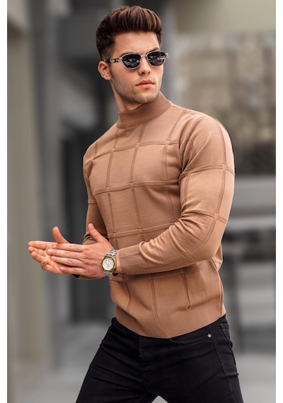 Madmext Bej Balıkçı Yaka Triko Kazak 5784 Bej