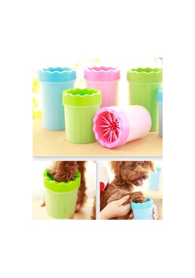 Pribor Küçük Irk Köpek & Kedi Pati Ayak Yıkama Kovası Silikon Jel Fırçalı Pati Temizleme Bardak 11 X 9 Cm