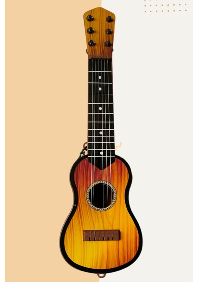 Kahverengi Oyuncak Ispanyol Gitar 6 Telli Akort Edilebilir 48 Cm