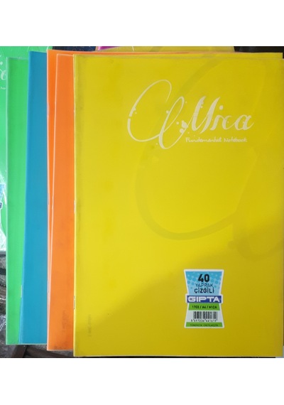 Gıpta Defter 40 Yp Çizgili 7 Adet +60 Yp Kareli 8 Adet 20x28 Cm A4 15 Adetli Paket Çok Renkli