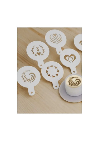 6'lı Kahve Süsleme Stencil Seti - Latte Art Barista Kahve Kalıpları - Sunum Dekoru Diğer