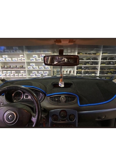 Renault Clio 3 Modellerine Uygun Torpido Koruma Halısı Siyah Kenar Renk Mavi