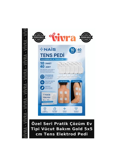 Özel Seri Pratik Çözüm Ev Tipi Vücut Bakım Gold 5x5 Cm Tens Elektrod Pedi