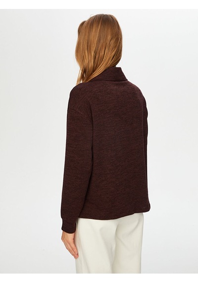 Faik Sönmez Yarım Fermuarlı Triko Görünümlü Sweatshirt W26swt001 Uw26swt00183 Koyu Kahve