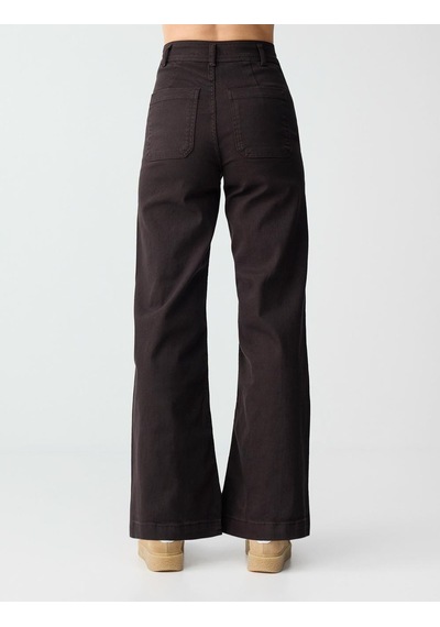 Jimmy Key Acı Kahve Rahat Kesim Bol Paça Yüksek Bel Denim Pantolon 6ww187147803 Acı Kahverengi