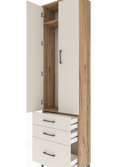 Arges Dolap 2 Raflı 3 Çekmeceli Tek Askılı 60x30x221 Çam-aytaşı Atlas Çam