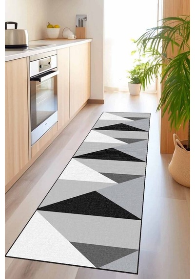 Gri Kaymaz Geometrik Kesme Rulo Özel Ölçülü Yolluk Ar1331n11