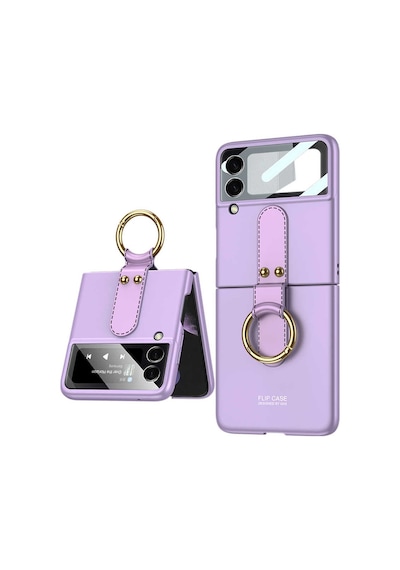 Samsung Uyumlu Galaxy Z Flip 3 Kılıf Zore Flip Ring Kıpta Kapak-Siyah