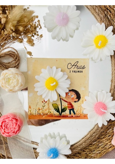 Bernami Vazo Pinterest 25 Adet Özel Tasarlanmış Kart Ve Papatya Mum. Bebek Doğum, Baby Shower, Doğum Günü, Hediyelik Diğer