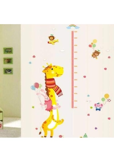 Gelişim Boy Ölçer Ölçüm Tablosu Dekor Süsleme Zürafa Tavşan Fil Aslan Çocuk Odası Ev Sticker Duvar Sticker Pvc