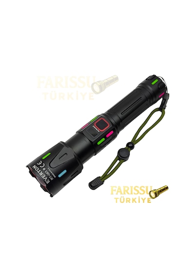 Rt-063 B 60w 6000 Lümen Ultra Güçlü Beyaz Lazer Led El Feneri - 2 Km Menzilli & Powerbank Özellikli Siyah