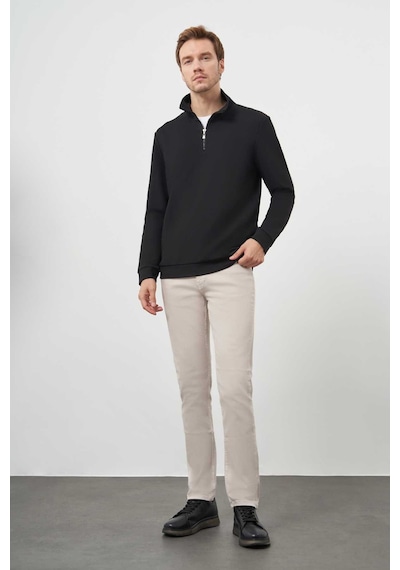 Morven Erkek Siyah Fermuarlı Bato Yaka Sweat-shirt 25ks063001001 Siyah Siyah