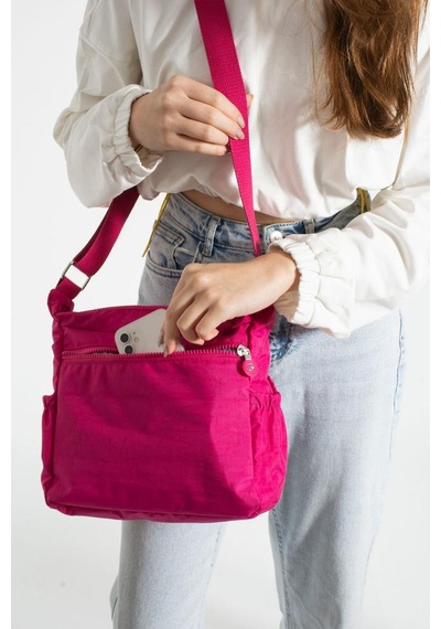 Baginn Klinkır Kadın Postacı Çanta Çok Cepli Kapaklı Model 30 20 Cm Su İtici Çapraz Askılı Postacı Çanta Pembe