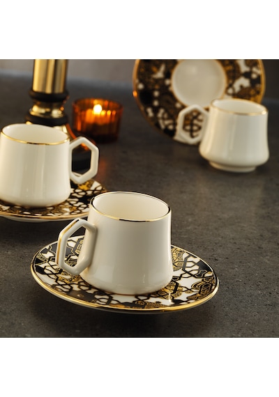 Sandro Moreno 1453 Burçlar Geometrik Gold 12 Parça 6 Kişilik Kahve Fincan Takımı 90 Ml Renkli