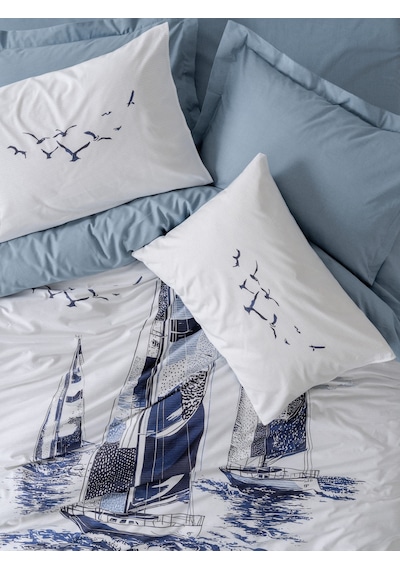 Cotton Box Maritime Tek Kişilik Nevresim Takımı Skipper Indigo Indigo