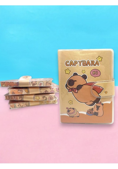 Capybara A7 Not Defteri , Çıt Çıtlı Cep Defteri - Süper Capybara Sarı