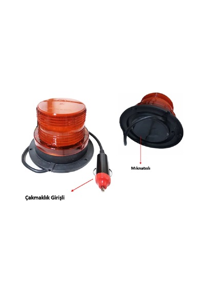 Tepe Lambası Flaş Etkili Çakmaklık Girişli Mıknatıslı 12-24v.