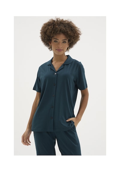 Angbutik Kocabey Kkt-26150k Kadın Apaj Yaka Boydan Düğmeli Pijama Takımı Petrol