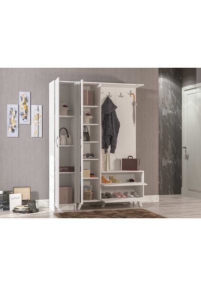Abre Vm-34342 Beyaz Vestiyer Portmanto Ayakkabılık Diğer