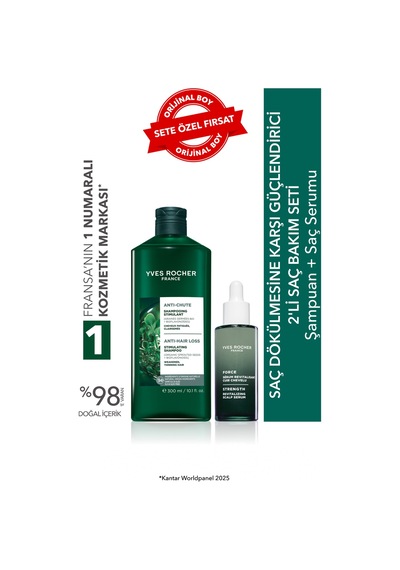 Yves Rocher Saç Dökülmesine Karşı Güçlendirici 2'li Saç Bakım Seti-şampuan 300 Ml & Saç Serumu 50 Ml