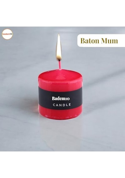Baton Mum Kırmızı Silindir Dekoratif Mumu Kandil Hediyelik Fitilli Mumlar Şamdan Kokusuz 6 X 6 Cm Diğer