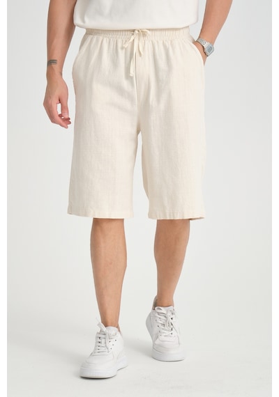 Redline Erkek Baggy Fit Rahat Kesim %100 Pamuk Yumuşak Dokulu Şort Kapri Bej