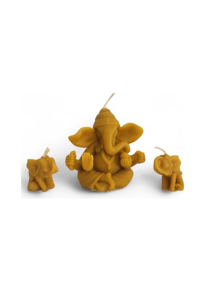 Bal Mumu Ganesha Ve İkili Küçük Fil Set Sarı