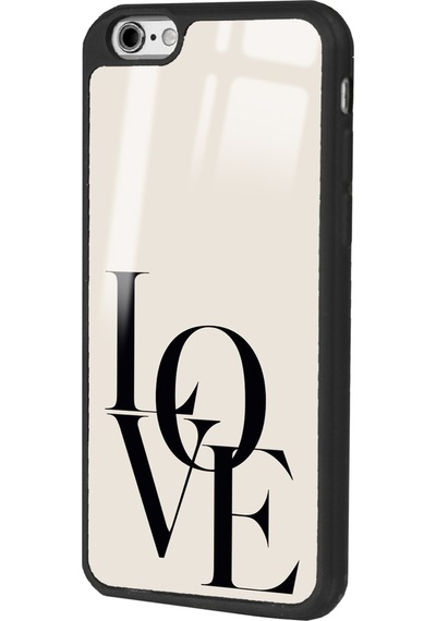 Apple Uyumlu iPhone 6 Plus Love Tasarımlı Glossy Telefon Kılıfı Siyah