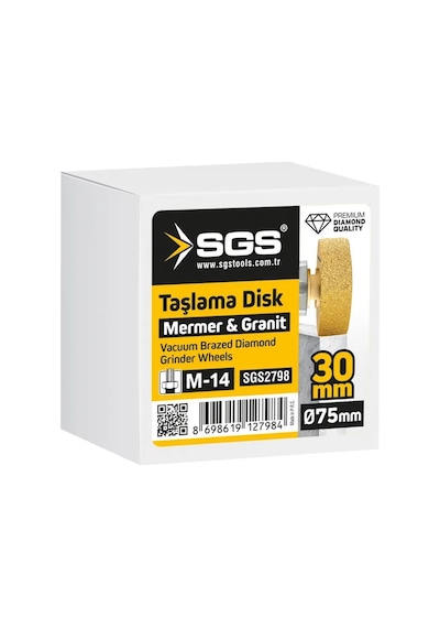 Sgs2798 M14-75x30 Mm Vakum Elmas Mermer Granit Taşlama Diski