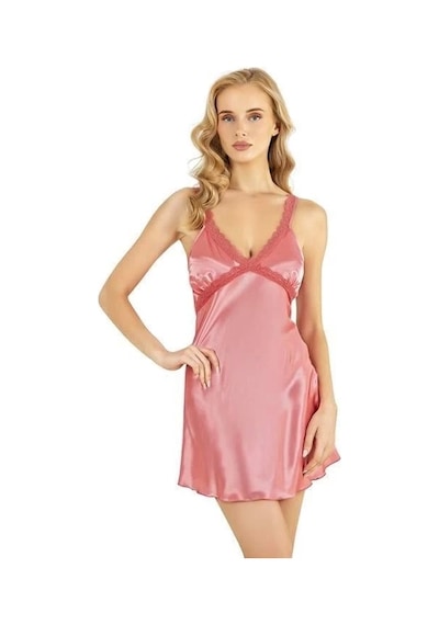 Moon Wear Mercan Kısa Saten Gecelik 8226 Mercan