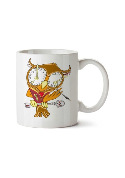 Whimsical Steampunk Owl İki Tarafı Baskılı Kupa Bardak Çok Renkli