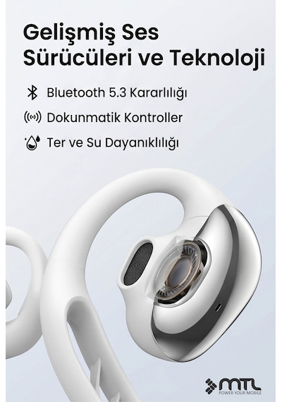 Ows Sporcu Kablosuz Bluetooth Kulaklık Kulak Üstü Ultra Konforlu Air Conduction Tipi Mt934