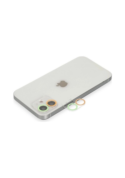 Apple, Uyumlu iPhone 11 Renkli Kamera Lens Koruma Cam - Turuncu-yeşil