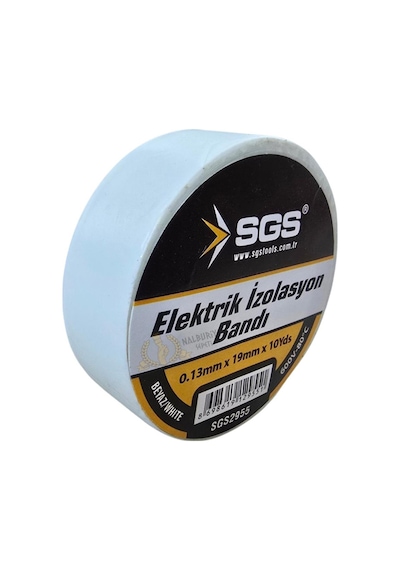 Sgs Elektrik İzolasyon Bandı - Beyaz - 19 Mm X 9 Mt. - 3 Adet