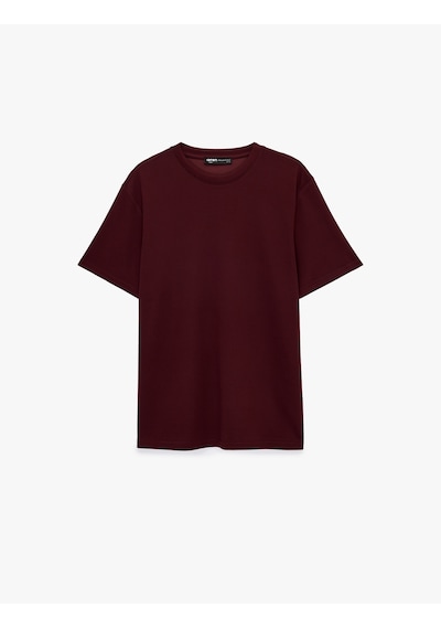 Koton Regular Fit Kısa Kollu Bisiklet Yaka Viskon Karışımlı Basic Tişört Bordo 6sam10483mk Koton Regular Fit Kısa Kollu Bisiklet Yaka Viskon Karışımlı Basic Tişört Bordo 6sam10483mk