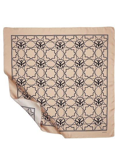 İpekevi Twill İpek Eşarp - Seljuk Monogram - Vizon Siyah - Gri