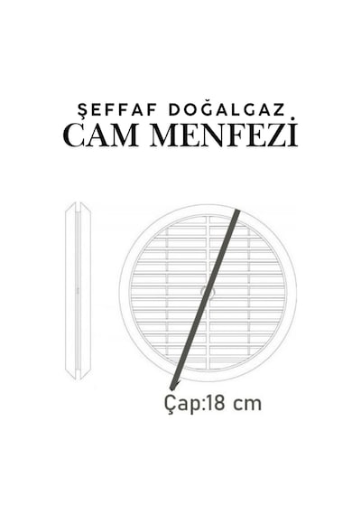 Doğalgaz Havalandırma Yuvarlak Mutfak Cam Menfezi Şeffaf 18cm Hava Akış Kanalı Güvenlik Gaz Kaçağı