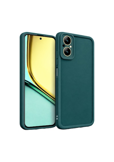 Realme C67 Ve Realma 12 Lite Uyumlu Kamera Çıkıntılı Mat Silikon Telefon Kılıfı Yeşil