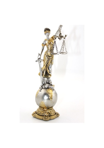 2 Adet Adalet Figürü Polyester Dekoratif Heykelcik, Adalet Heykeli Ve Justice Statue, 24 X 6 Cm Ölçülerinde