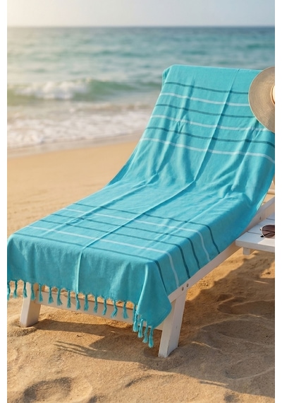 100 Pamuklu Banyo Deniz Plaj Peştemal Havlu 70x150 Cm Turkuaz