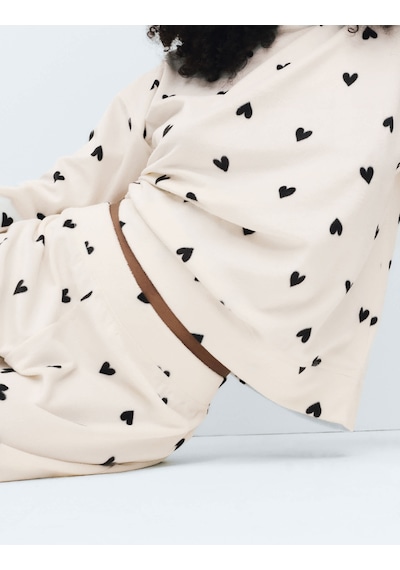 Marks & Spencer Polar Baskılı Pijama Takımı T37004626F Krem Mix
