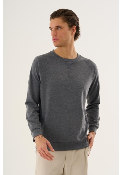 Alexander Gardi Bisiklet Yaka Basic Sweatshirt Gri