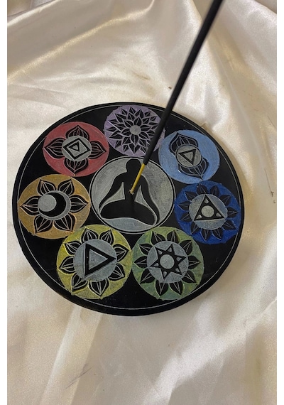 Yedi Çakra 7 Çakra Hand Made El İşi Feng Shui Ejderha Yılı Doğal Obsidyen Taşı Çubuk Konik Tütsülük