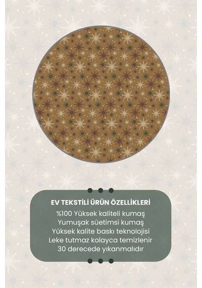 Kahverengi Kar Taneleri Yılbaşı Desenli Runner Masa Örtüsü Dertsiz Süet Dokulu Kumaş Yeni Yıl