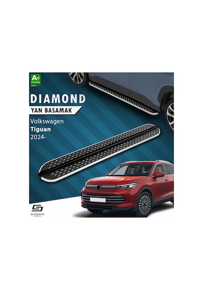 S-dizayn Vw Tiguan 3 Diamond Krom Yan Basamak 183 Cm 2024 Üzeri A+ Kalite