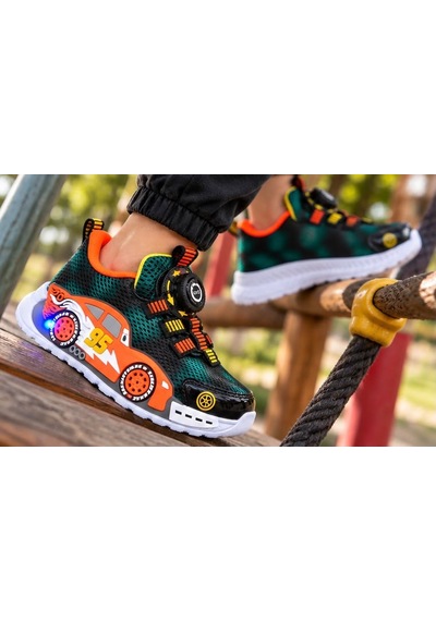 Papucumun Dünyası Çocuk Şimşek Mcq Işıklı Lıghtyear Spor Araba Detaylı Spor Ayakkabı Sneaker Turuncu